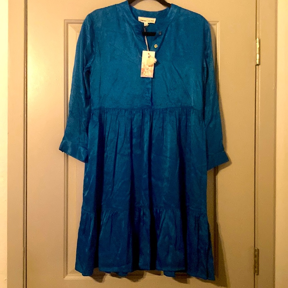 Johnny Was Calmè Collection | Tiered Mandarin Collar Dress| Sz XS